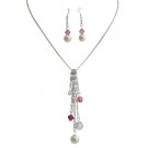 Christmas Gifts For Wife Girl Friend Tinkerbell Necklace Set Ivory Pink Combo
