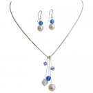 Tinkerbell Necklace Earrings AB Sapphire Crystals Ivory Pearls