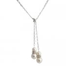 Lariat Necklace Genuine Swarovsk Ivory Pearls W/ Diamante Spacer