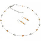 Back Drop Down Prom Bridesmaid Jewelry white Pearls Sun Crystals