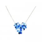 Adorable Inexpensive Swarovski Sapphire AB Crystals Puffy Heart Necklace