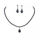 Handmade Jet Crystals With Teardrop Necklace Earrings Wife Gift