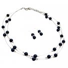 Swarovski Egg Plant Pearls Mother's Gift Three Stranded Necklace Set