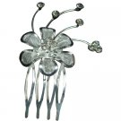 Silver Plated Net Flower Rhinestone Hair Tiara Comb