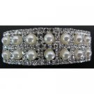 Bridal Barrette Silver Pearls & Rhinestone Lovely For Bride