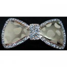 Gold Glass Hair Bow Barrette W/ Sparkling Rhinestones Hair Clip