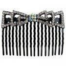 Vintage Prom Hair Accessory Bow Shaped Comb Barrette In Clear Crystals