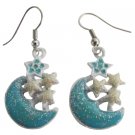 Blue Moon Dangling Earrings Shinning Stars Cute Earrings