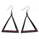 Chandelier Earrings Black Triangular Earrings With Red Cubic Zircon