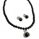 BRD1141  Black Pearl Pendant Jewelry Set Feature Both Brides Bridesmaid Set