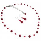 BRD1143  Lustrous Red Pearls & Glistening Red Crystal Prom Or Semi Formal Jewelry Set