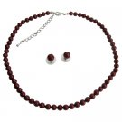 BRD1205  Compliment Stunning Wedding Jewelry Set In Bordeaux Wine Pearl Stud Earrings