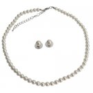 BRD1214  White Pearl Necklace Stud Earrings Set Sophisticate To Any Outfit