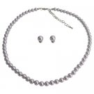 BRD1208  Impeccable Style Is Simple With The Lavender Pearl Necklace & Stud Earrings Set