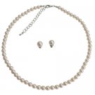 BRD1207  Elegant Sophisticated Ivory Pearl Necklace With Stud Earrings Set