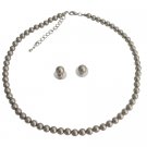 BRD1211   A Very Delicate Color Platinum Champagne Latte Color Pearls Jewelry Set