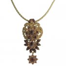 N1044  Vintage Inspired Topaz Antique Gold Pendant Necklace Gift For Mother