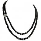 N1002 Elegant Wedding or Prom Gift in Black Pearls Diamond Spacer Necklace
