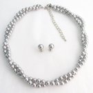 BRD1224 Designed Jewelry Soft Elegant Silver Gray Twisted Double Stranded Swarovski Pearls