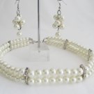 NS1310 Classic Splendid Double Stranded Wedding Necklace With Grape Bunch Earrings
