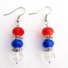 UER715 USA Independence Patriotic 4th of July Earrings Red Blue White Glass Crystal Beads