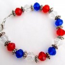 TB1119 Love USA 4th Of July Celebrate Patriotic Day With Red White Blue Glass Beads