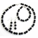 NS1350 Alluring Jewelry Black Pearls And Silver Spacer Wedding Jewelry Set
