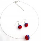 NS1340 American Nation Flag Pave Ball Pendant Earrings Set