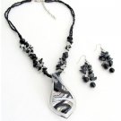 NS1329 Murano Glass Pendant Leaf Shaped With Dangling Earrings Summer Beach Jewelry Set
