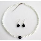 NS1318 Special Pre Wedding Gift Flower Girl Bridesmaid White Black Pearl Jewelry Set