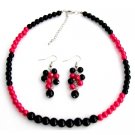 NS1343 Fascinate Wedding Jewelry In Magenta Black Pearl With Grape Earrings Set