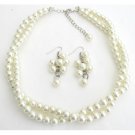 NS1321 Ivory Pearl Twisted Necklace With Matching Grape Earrings Perfect Gorgeous Jewelry