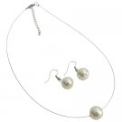 UNS157 Perfect Collection Single Ivory Pearl Necklcae Earrings Set