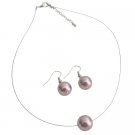 UNS158 Traditional Inspired Wedding Collection Single Pink Pearl Necklcae Set