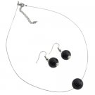 UNS153 Gorgeous Pearl Necklace Earrings Black Pearl Elegance Jewelry