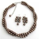 NS1320 Twisted Necklace Brown Pearls Bridesmaid Jewelry Set Other Colors Available