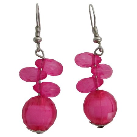D291 Birthday Party Return Gift Hot Pink Earrings