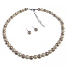 NS895 Wedding Shower Gifts Ivory & Champagne Pearls Combo Necklace Set