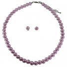 NS291 Wedding Pink Pearls Necklace w/ Stud Earrings Bridesmaid Jewelry