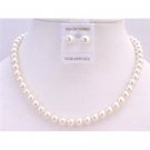 NS446 Cream Pearl Wedding Jewelry Set Cream Pearl Stud Earrings Necklace Set Inexpensive Jewelry