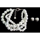 TB1151  White Bracelet Stud Earrings Gift Beautiful White Jewelry