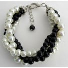TB1142  Black Ivory Pearl Bracelet Costume Wedding Jewelry 4 Strand Bracelet