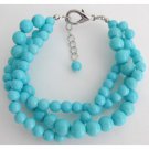 TB1136  Turquoise 3 Strand Bracelet Gift Your Girl Friend Holiday Wear