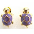 UER623  Stunning Very Cute Purple Turtle Earrings