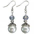 UER712  White Pearl Clear Crystal Bridal Earrings Wedding Jewelry