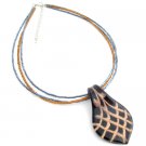 N1103  Black Glass Pendant Necklace 3 Strand Seed Beads Necklace