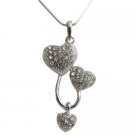 UNE375  Three Heart Pendant Necklace Dazzling Sparkling Priceless Gift