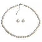 NS1368 Ivory Flower Girl Single Strand Necklace Stud Earrings Exclusive Wedding Jewelry