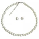 NS1395 Elegant Ivory Pearl Single Strand Necklace Stud Earrings