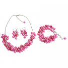 NS1303 Wedding Pearl Necklace Beaded Chunky Jewelry Hot Pink Pearls Glamorous Gift
